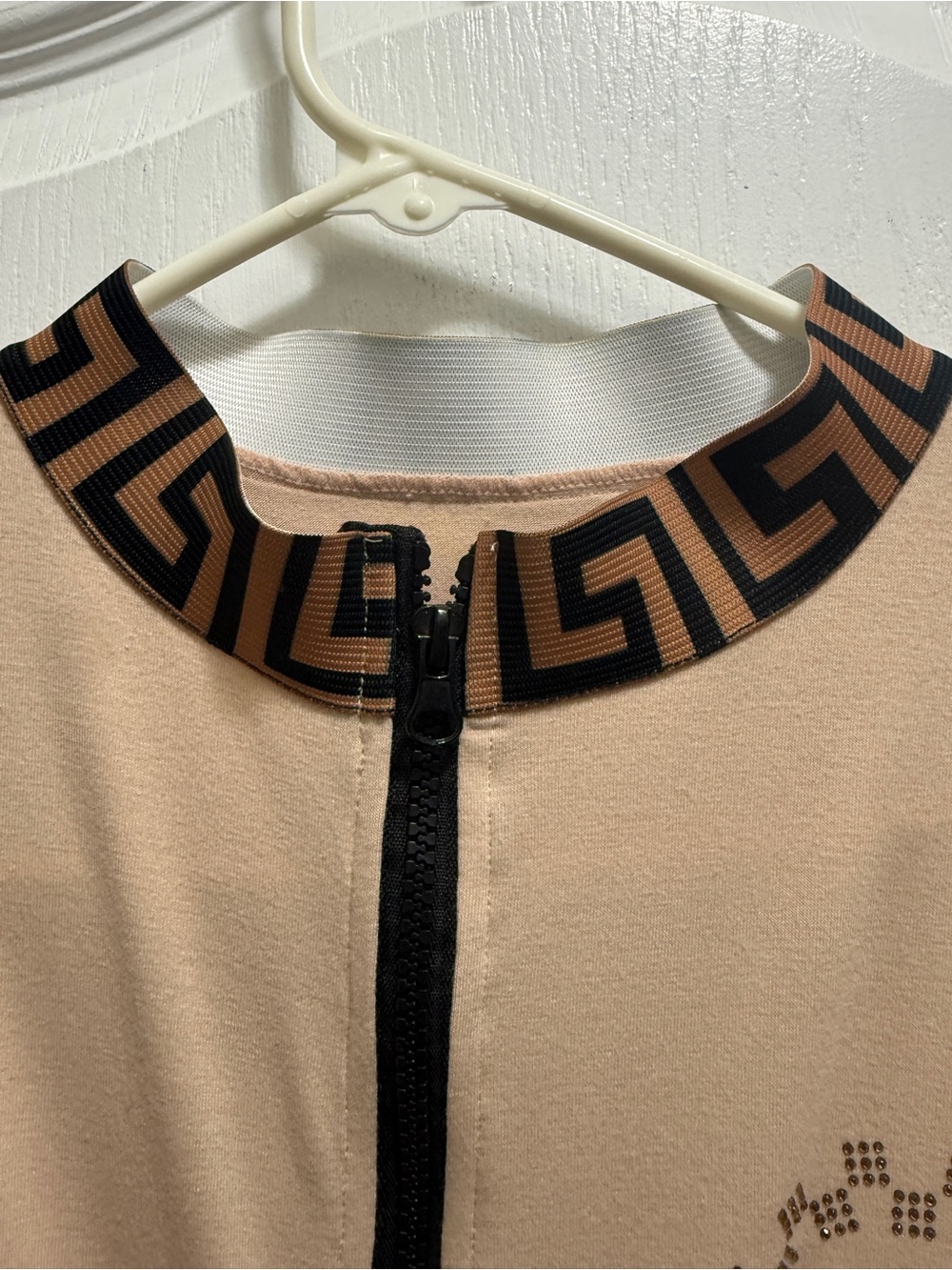 A cute Beige Jacket with Black-Brown Greca Trim - Picture 6 of 8